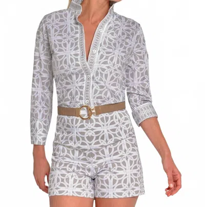 Gretchen Scott Boyfriend Shell Buttons Shirt In Kahki Ring Toss In Black