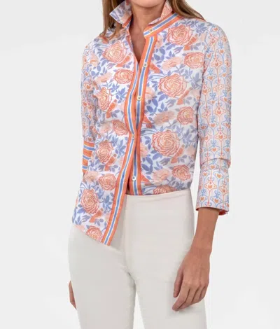 Gretchen Scott Boyfriend Shirt In L Peri/coral In Multi