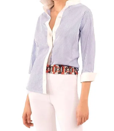 Gretchen Scott Boyfriend Shirt In Periwinkle In White