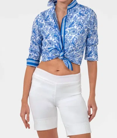Gretchen Scott Boyfriend Shirt In Smell The Roses Blue