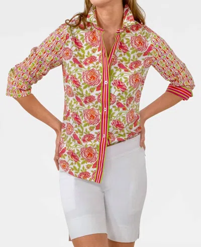 Gretchen Scott Boyfriend Shirt In Smell The Roses In Multi