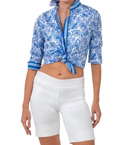 Gretchen Scott Boyfriend Smell The Roses Shirt In Blues