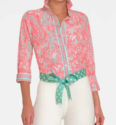 Gretchen Scott Boyfriend Vintage Vines Shirt In Melon In Blue