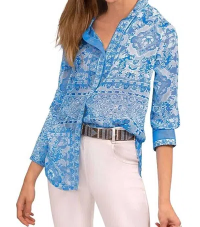 Gretchen Scott Boyfriend Watteau Shirt In Blue