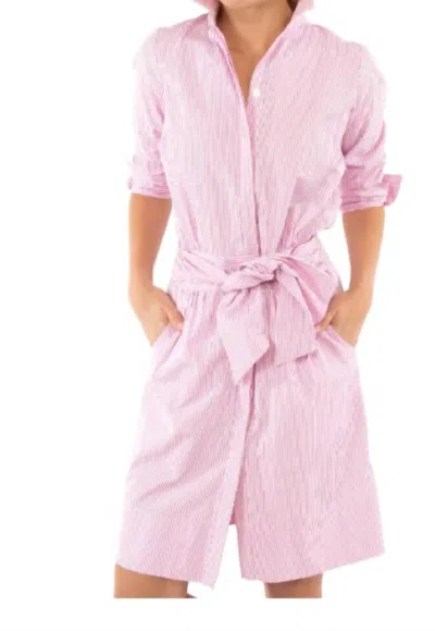 Gretchen Scott Breezy Blouson Pin-stripe Dress In Pink