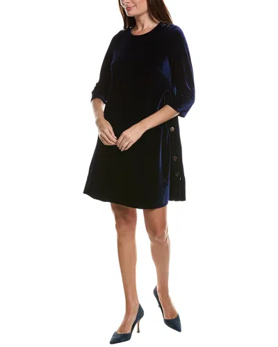 Gretchen Scott Button Up Buttercup Swing Velvet Dress In Navy