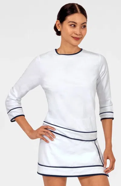 Gretchen Scott Classic Crewneck Sweatshirt In White/navy