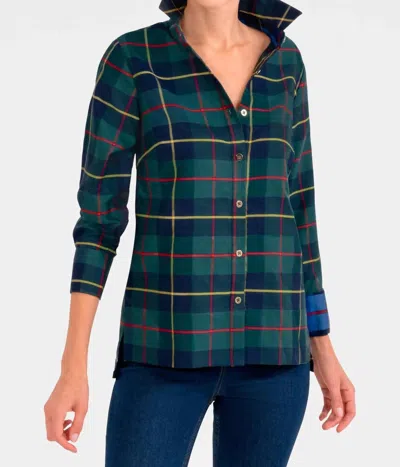 Gretchen Scott Comfy Cozy Shirt In Plaidly Cooper In Green