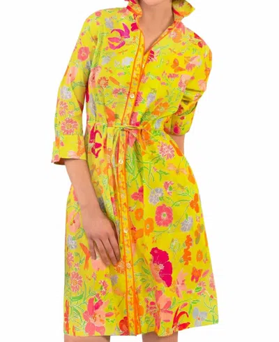 Gretchen Scott Cotton Birds & The Bees Pulley Dress In Yellow Floral