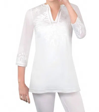 Gretchen Scott Cotton Embroidered Tunic In The Reef White