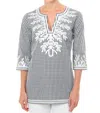 Gretchen Scott Cotton Gingham Tunic Top In Black And White In Multi