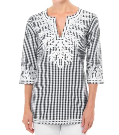 Gretchen Scott Cotton Gingham Tunic Top In Black And White In Multi