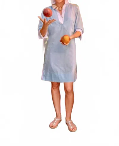 Gretchen Scott Cotton Shirt Tale Dress In Periwinkle & White In Multi