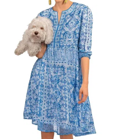 Gretchen Scott Crinkly Borderline Dress In Watteau Blues