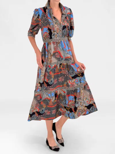 Gretchen Scott Damsel Midi Dress In Ditto Print In Black Multi