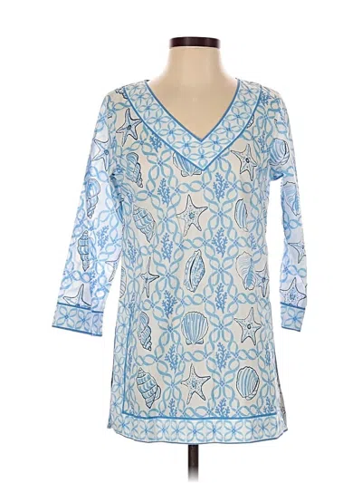 Pre-owned Gretchen Scott Designs 3/4 Sleeve Blouse In Blue