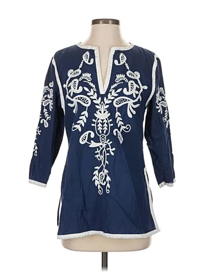 Pre-owned Gretchen Scott Designs 3/4 Sleeve Blouse In Blue