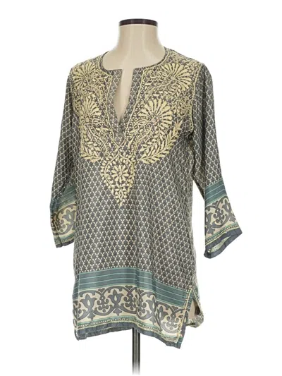 Pre-owned Gretchen Scott Designs 3/4 Sleeve Blouse In Blue