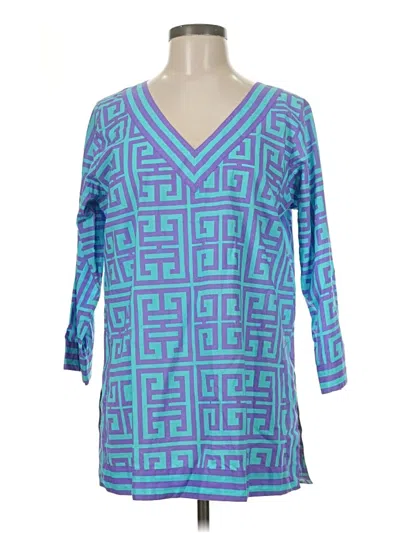 Pre-owned Gretchen Scott Designs 3/4 Sleeve Blouse In Blue