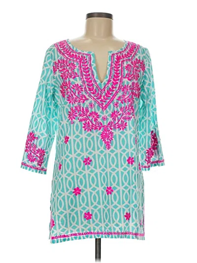 Pre-owned Gretchen Scott Designs 3/4 Sleeve Blouse In Blue