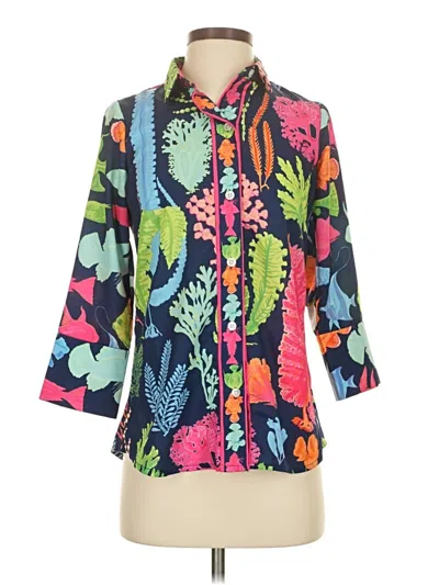 Pre-owned Gretchen Scott Designs 3/4 Sleeve Blouse In Blue