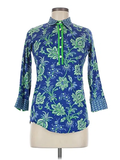 Pre-owned Gretchen Scott Designs 3/4 Sleeve Blouse In Blue