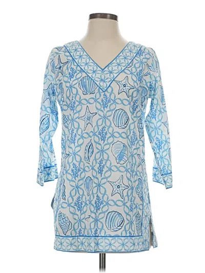 Pre-owned Gretchen Scott Designs 3/4 Sleeve Blouse In Blue