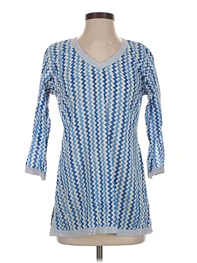 Pre-owned Gretchen Scott Designs 3/4 Sleeve Blouse In Blue