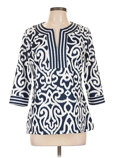 Pre-owned Gretchen Scott Designs 3/4 Sleeve Blouse In Blue