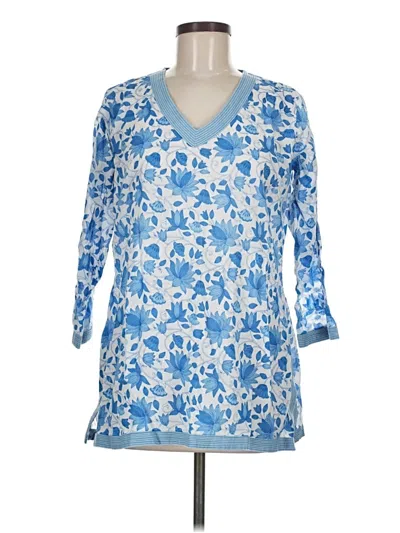 Pre-owned Gretchen Scott Designs 3/4 Sleeve Blouse In Blue
