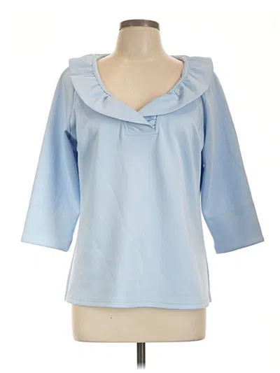 Pre-owned Gretchen Scott Designs 3/4 Sleeve Blouse In Blue