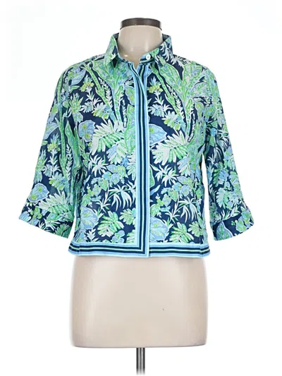 Pre-owned Gretchen Scott Designs 3/4 Sleeve Blouse In Blue