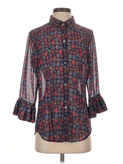 Pre-owned Gretchen Scott Designs 3/4 Sleeve Blouse In Burgundy