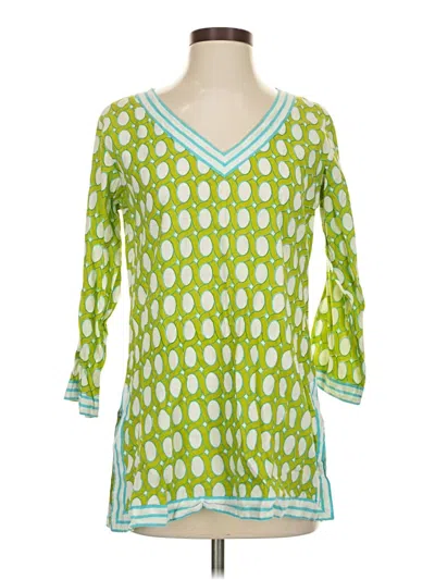 Pre-owned Gretchen Scott Designs 3/4 Sleeve Blouse In Green
