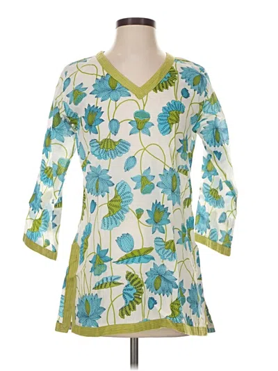 Pre-owned Gretchen Scott Designs 3/4 Sleeve Blouse In Green