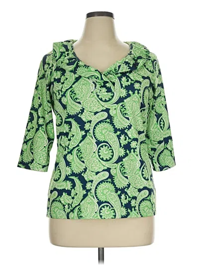 Pre-owned Gretchen Scott Designs 3/4 Sleeve Blouse In Green