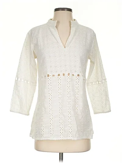 Pre-owned Gretchen Scott Designs 3/4 Sleeve Blouse In Ivory