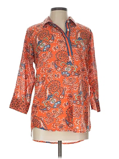 Pre-owned Gretchen Scott Designs 3/4 Sleeve Blouse In Orange