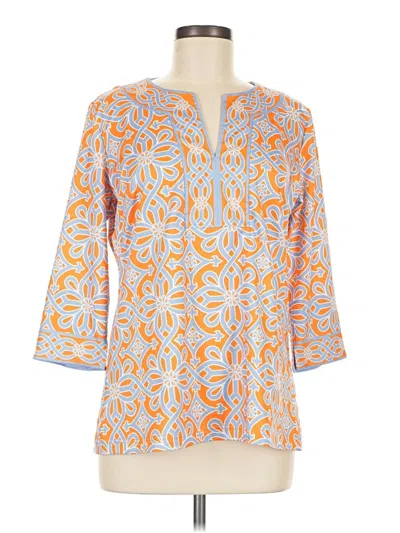 Pre-owned Gretchen Scott Designs 3/4 Sleeve Blouse In Orange