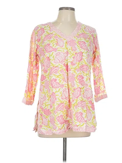 Pre-owned Gretchen Scott Designs 3/4 Sleeve Blouse In Pink