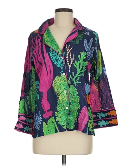 Pre-owned Gretchen Scott Designs 3/4 Sleeve Blouse In Purple