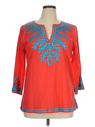 Pre-owned Gretchen Scott Designs 3/4 Sleeve Blouse In Red