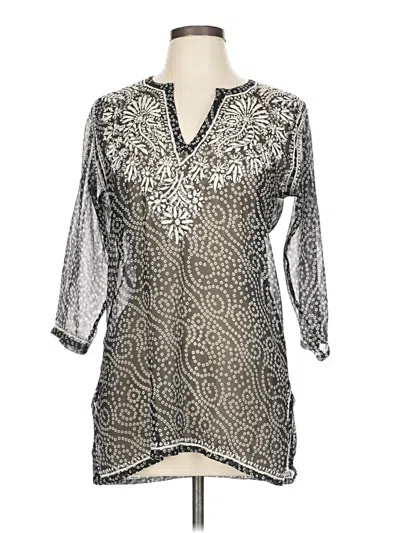 Pre-owned Gretchen Scott Designs 3/4 Sleeve Blouse In Silver