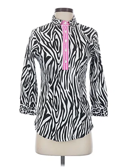 Pre-owned Gretchen Scott Designs 3/4 Sleeve Blouse In Silver