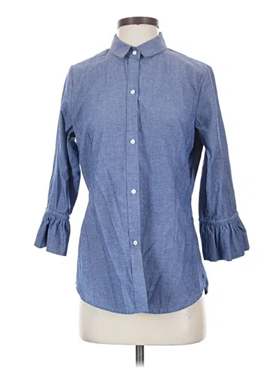 Pre-owned Gretchen Scott Designs 3/4 Sleeve Button Down Shirt In Blue