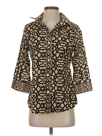 Pre-owned Gretchen Scott Designs 3/4 Sleeve Button Down Shirt In Gold