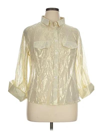 Pre-owned Gretchen Scott Designs 3/4 Sleeve Button Down Shirt In Gold