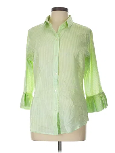 Pre-owned Gretchen Scott Designs 3/4 Sleeve Button Down Shirt In Green