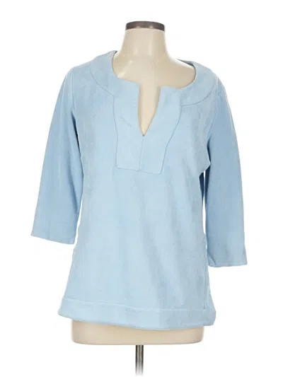 Pre-owned Gretchen Scott Designs 3/4 Sleeve Top Blue Keyhole Neckline Tops