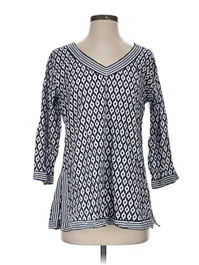 Pre-owned Gretchen Scott Designs 3/4 Sleeve Top Blue V-neck Tops